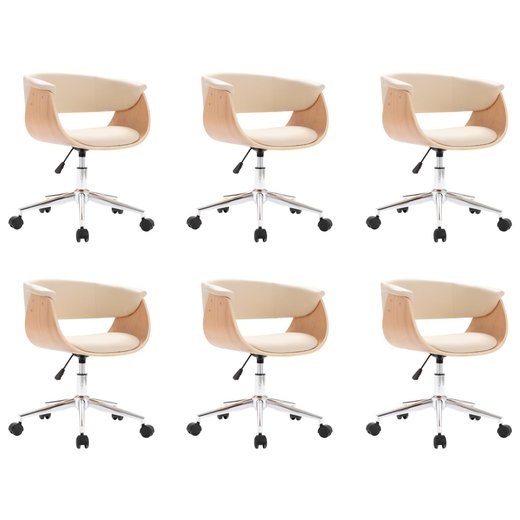 Drehbare Esszimmersthle 6 Stk. Creme Kunstleder