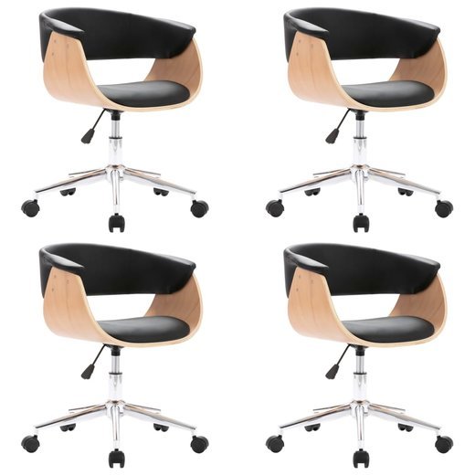 Drehbare Esszimmerst�hle 4 Stk. Schwarz Kunstleder