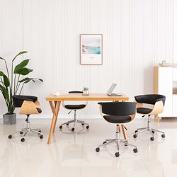 Drehbare Esszimmerst�hle 4 Stk. Schwarz Kunstleder