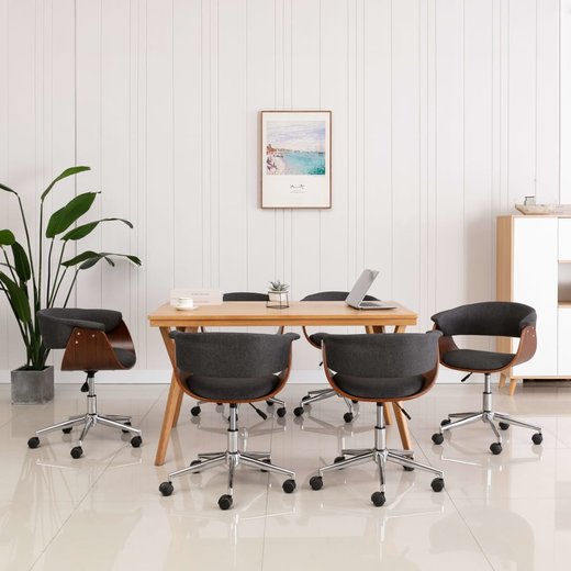 Drehbare Esszimmersthle 6 Stk. Grau Stoff