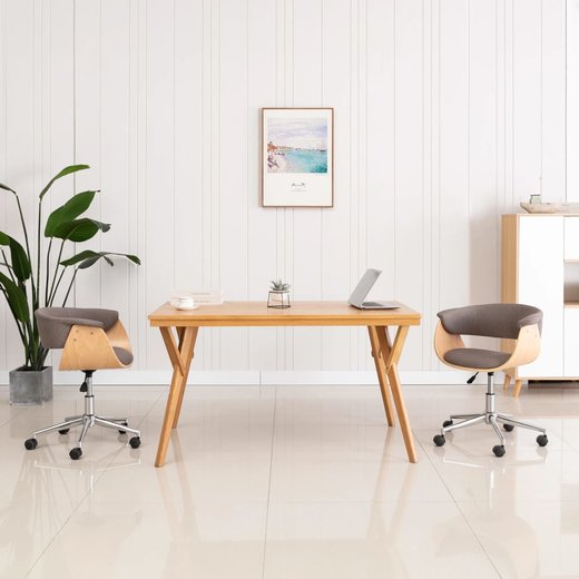 Drehbare Esszimmersthle 2 Stk. Taupe Stoff