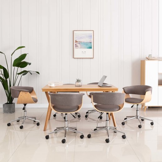 Drehbare Esszimmerst�hle 6 Stk. Taupe Stoff