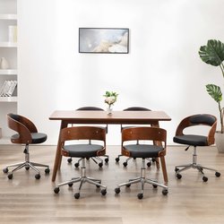 Drehbare Esszimmersthle 6 Stk. Schwarz Bugholz und...