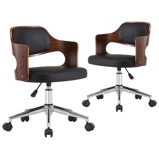 Drehbare Esszimmersthle 2 Stk. Schwarz Bugholz und Kunstleder