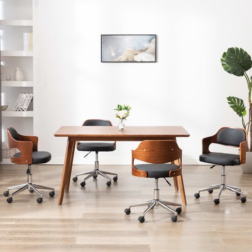 Drehbare Esszimmersthle 4 Stk. Schwarz Bugholz und Kunstleder