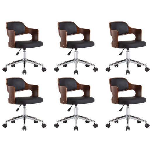 Drehbare Esszimmersthle 6 Stk. Schwarz Bugholz und Kunstleder