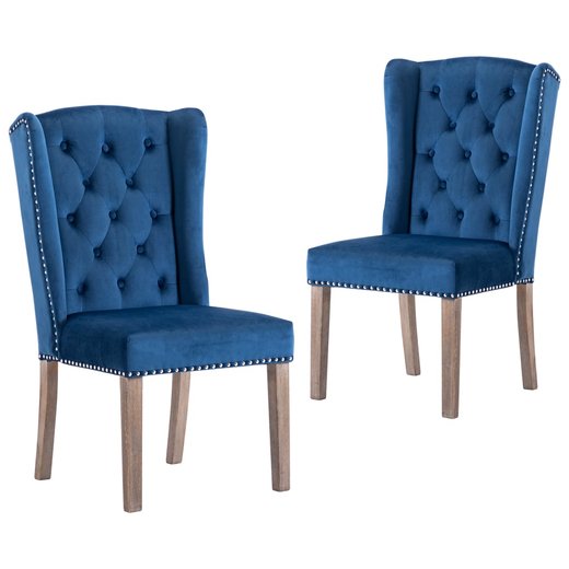 Esszimmersthle 2 Stk. Blau Samt