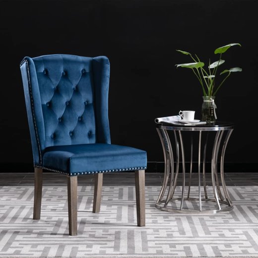Esszimmersthle 2 Stk. Blau Samt