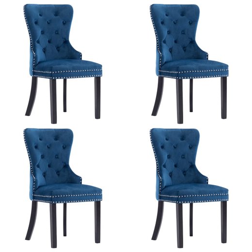 Esszimmersthle 4 Stk. Blau Samt