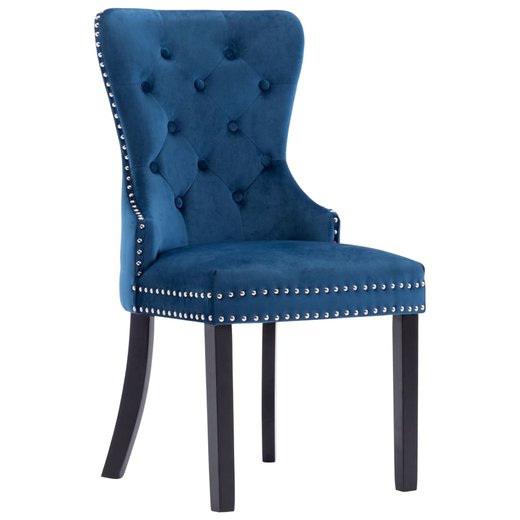 Esszimmersthle 4 Stk. Blau Samt