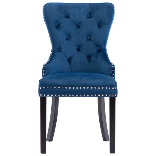 Esszimmersthle 4 Stk. Blau Samt