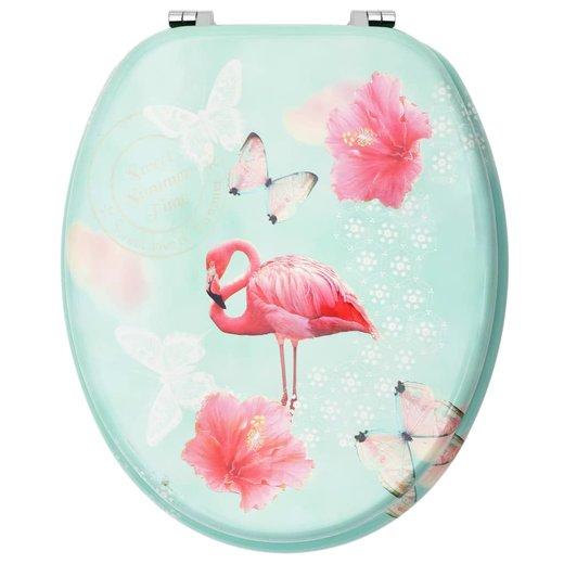 Toilettensitze mit Deckel 2 Stk. MDF Flamingo-Design