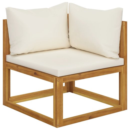 5-tlg. Garten-Lounge-Set mit Auflagen Creme Massivholz Akazie