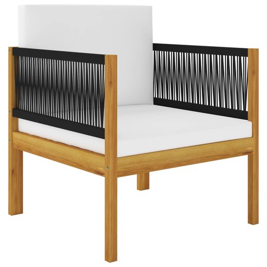 5-tlg. Garten-Lounge-Set mit Kissen Cremewei Massivholz Akazie