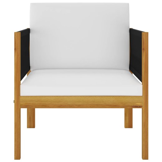 5-tlg. Garten-Lounge-Set mit Kissen Cremewei Massivholz Akazie