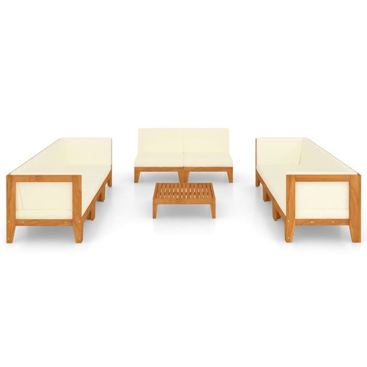 9-tlg. Garten-Lounge-Set mit Kissen Massivholz Akazie