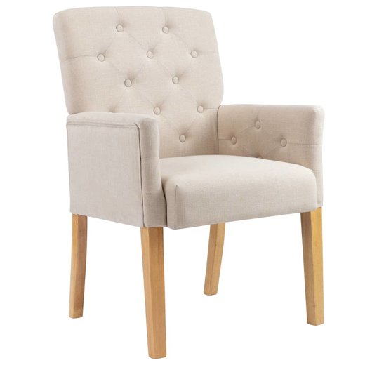 Esszimmersthle mit Armlehnen 2 Stk. Beige Stoff