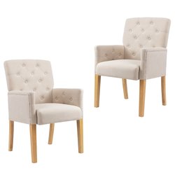 Esszimmersthle mit Armlehnen 2 Stk. Beige Stoff