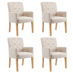 Esszimmersthle mit Armlehnen 4 Stk. Beige Stoff