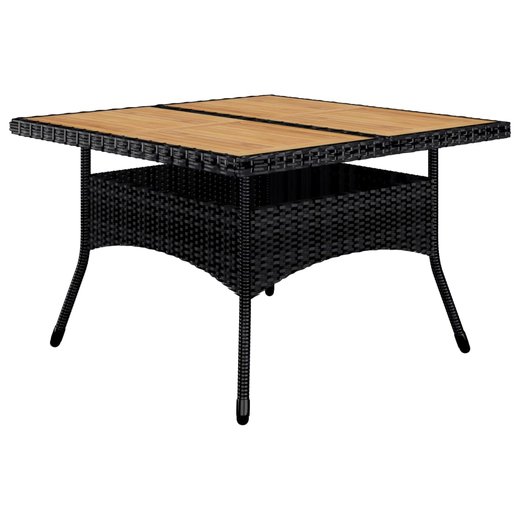 9-tlg. Garten-Essgruppe Poly Rattan und Akazienholz Schwarz