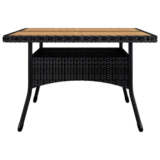 9-tlg. Garten-Essgruppe Poly Rattan und Akazienholz Schwarz