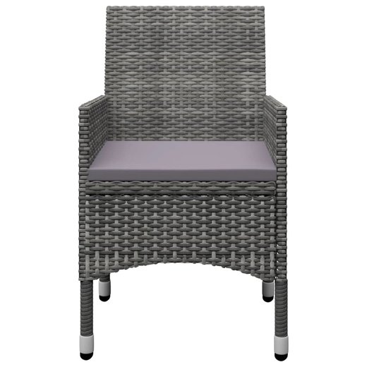 3-tlg. Bistro-Set Poly Rattan und Akazienholz Grau