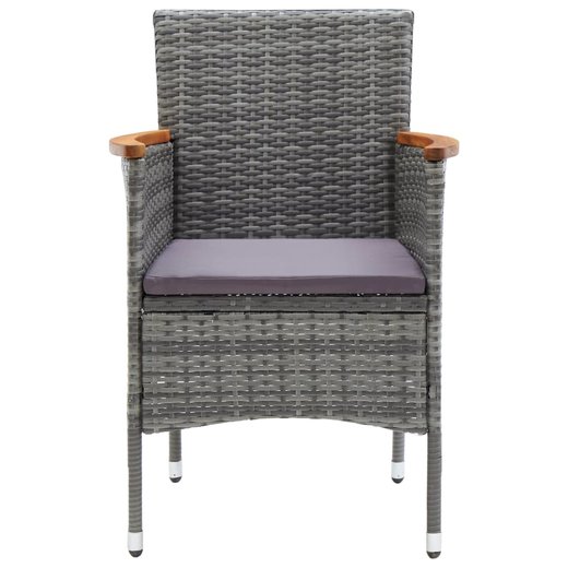 3-tlg. Bistro-Set Poly Rattan und Akazienholz Grau