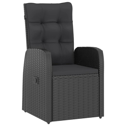 11-tlg. Garten-Essgruppe mit Auflagen Poly Rattan Schwarz