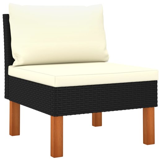 4-Sitzer-Gartensofa mit Kissen Schwarz Poly Rattan