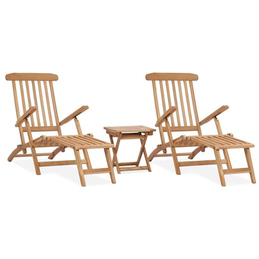 Garten-Liegesthle mit Fusttzen und Tisch Teak Massivholz