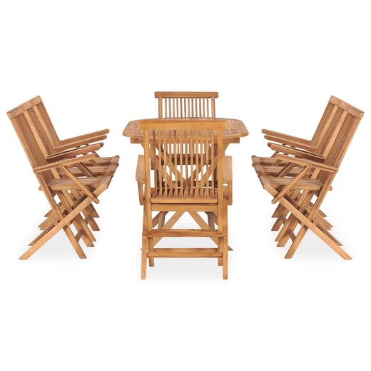 9-tlg. Garten-Essgruppe Klappbar Massivholz Teak