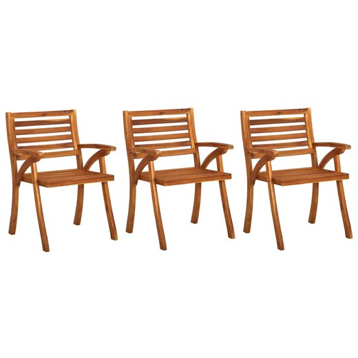 Garten-Esssthle mit Kissen 3 Stk. Massivholz Akazie