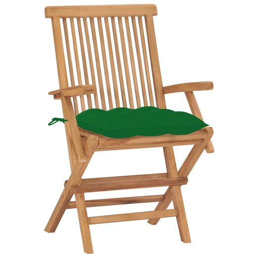 Gartensthle mit Grnen Kissen 2 Stk. Massivholz Teak