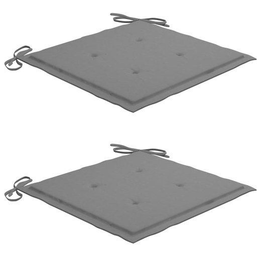 Gartenst�hle 2 Stk. mit Grauen Kissen Massivholz Teak