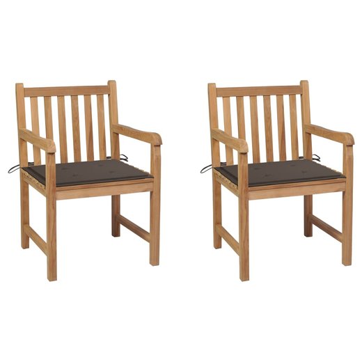 Gartensthle 2 Stk. mit Taupe Kissen Massivholz Teak