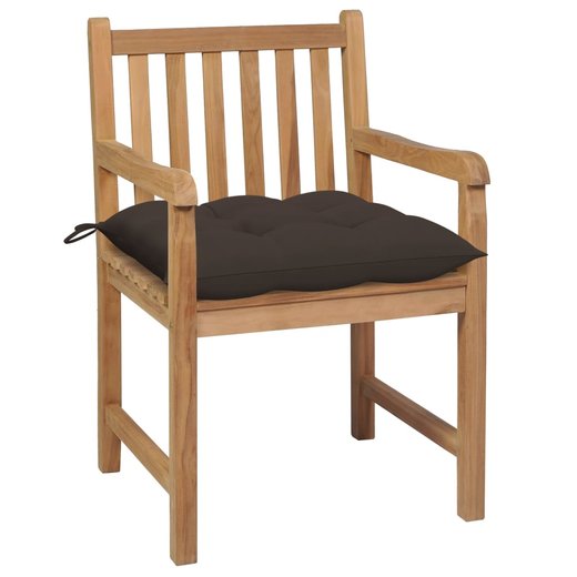 Gartensthle 2 Stk. mit Taupe Kissen Massivholz Teak