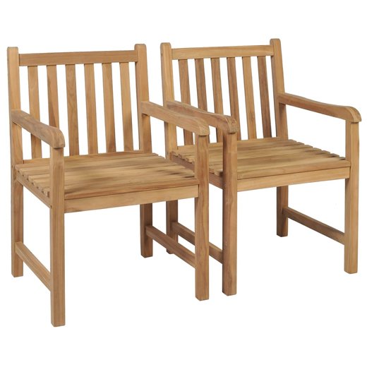 Gartensthle 2 Stk. mit Taupe Kissen Massivholz Teak