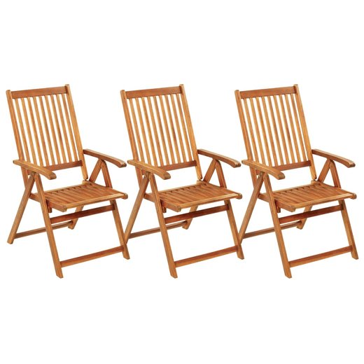 Klappbare Gartensthle 3 Stk. mit Auflagen Massivholz Akazie
