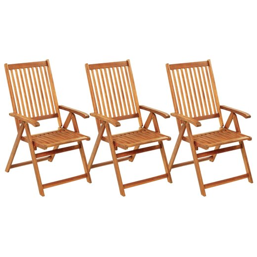 Klappbare Gartensthle 3 Stk. mit Auflagen Massivholz Akazie