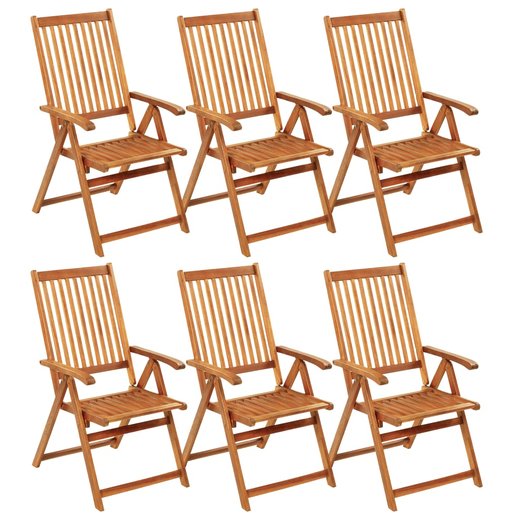Klappbare Gartensthle 6 Stk. mit Auflagen Massivholz Akazie