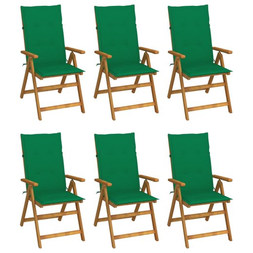 Klappbare Gartensthle 6 Stk. mit Auflagen Massivholz Akazie