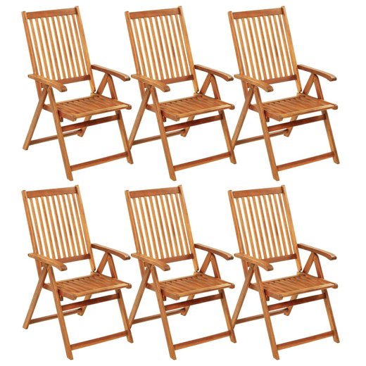 Klappbare Gartensthle 6 Stk. mit Auflagen Massivholz Akazie