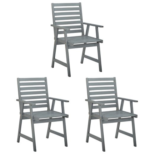 Garten-Esssthle mit Kissen 3 Stk. Massivholz Akazie