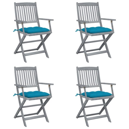 Klappbare Gartensthle 4 Stk. mit Kissen Massivholz Akazie