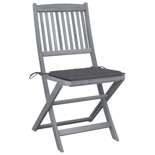 Klappbare Gartensthle 2 Stk. mit Kissen Massivholz Akazie