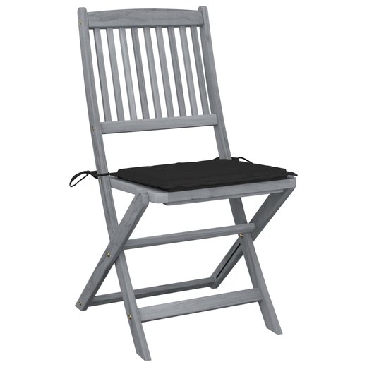 Klappbare Gartensthle 2 Stk. mit Kissen Massivholz Akazie
