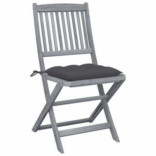 Klappbare Gartensthle 2 Stk. mit Kissen Massivholz Akazie