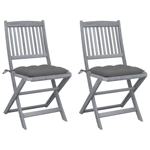 Klappbare Gartensthle 2 Stk. mit Kissen Massivholz Akazie