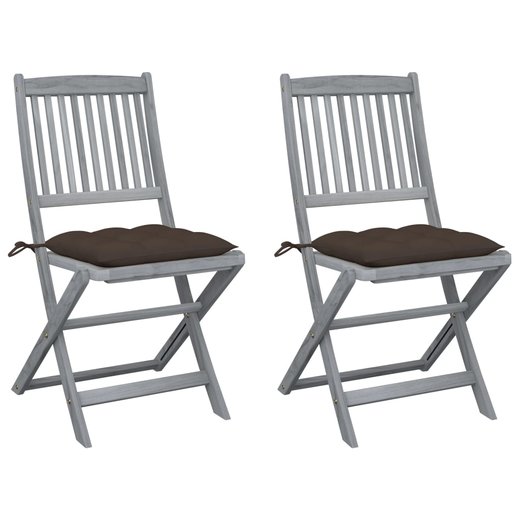 Klappbare Gartensthle 2 Stk. mit Kissen Massivholz Akazie