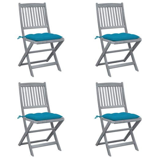 Klappbare Gartensthle 4 Stk. mit Kissen Massivholz Akazie